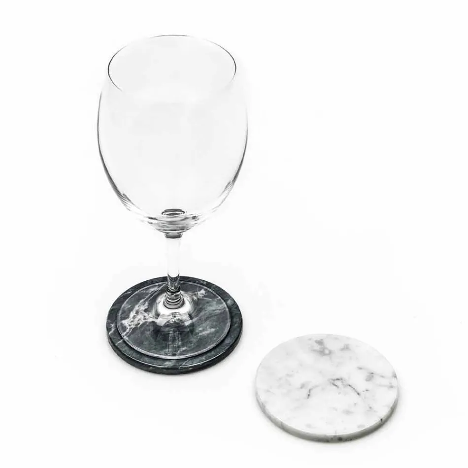 Due Sottobicchieri in Marmo Bianco e Grigio con Sughero Made in Italy - Jessa Viadurini
