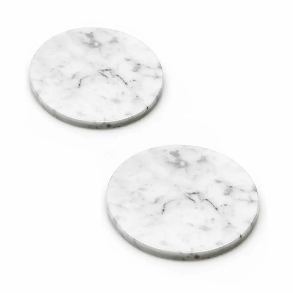 Due Sottobicchieri in Marmo Bianco e Grigio con Sughero Made in Italy - Jessa Viadurini