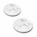 Due Sottobicchieri in Marmo Bianco e Grigio con Sughero Made in Italy - Jessa