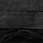 Federa Cuscini Quadrata in Lino Pesante Nero e Laccetti Made in Italy - Matero Viadurini