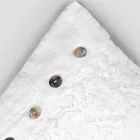 Federa Cuscino Quadrato Bianca con Pizzo e Bottoni Lusso Italiano - Logos Viadurini