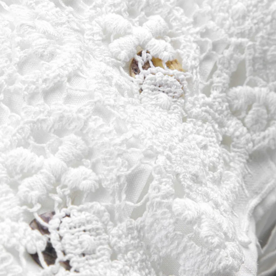 Federa di Lino con Pizzo Bianco per Letto Design di Lusso Made in Italy - Kiss Viadurini