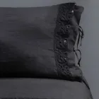 Federa in Lino con Pizzo Poema e Laccetti Burro o Nero Made in Italy - Masone Viadurini