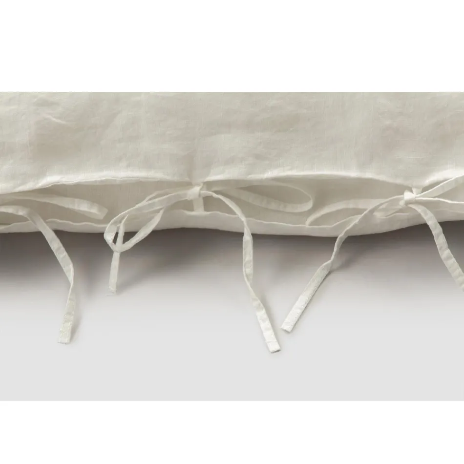 Federa in Lino Leggero Gesso o Retrò con Laccetti Design Quadrato - Prisco Viadurini