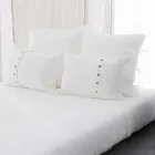 Federa in Lino Leggero Gesso o Retrò con Laccetti Design Quadrato - Prisco Viadurini