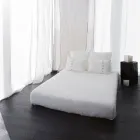 Federa in Lino Leggero Gesso o Retrò con Laccetti Design Quadrato - Prisco Viadurini