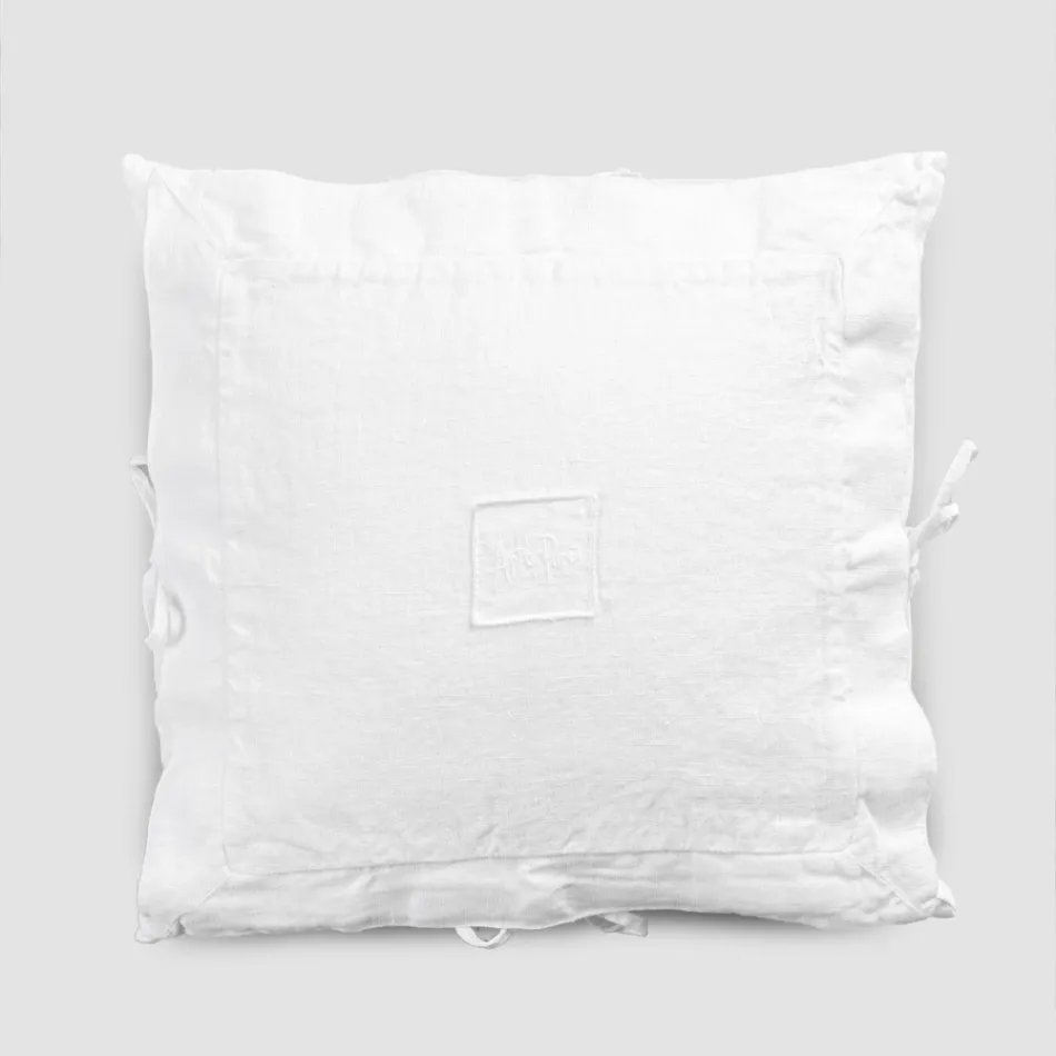 Federa Quadrata in Lino Pesante Bianco e Laccetti Made in Italy - Matero Viadurini