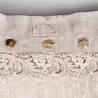 Federa Quadrata in Lino Polvere o Retrò con Bottoni e Pizzo Armonia - Logos Viadurini