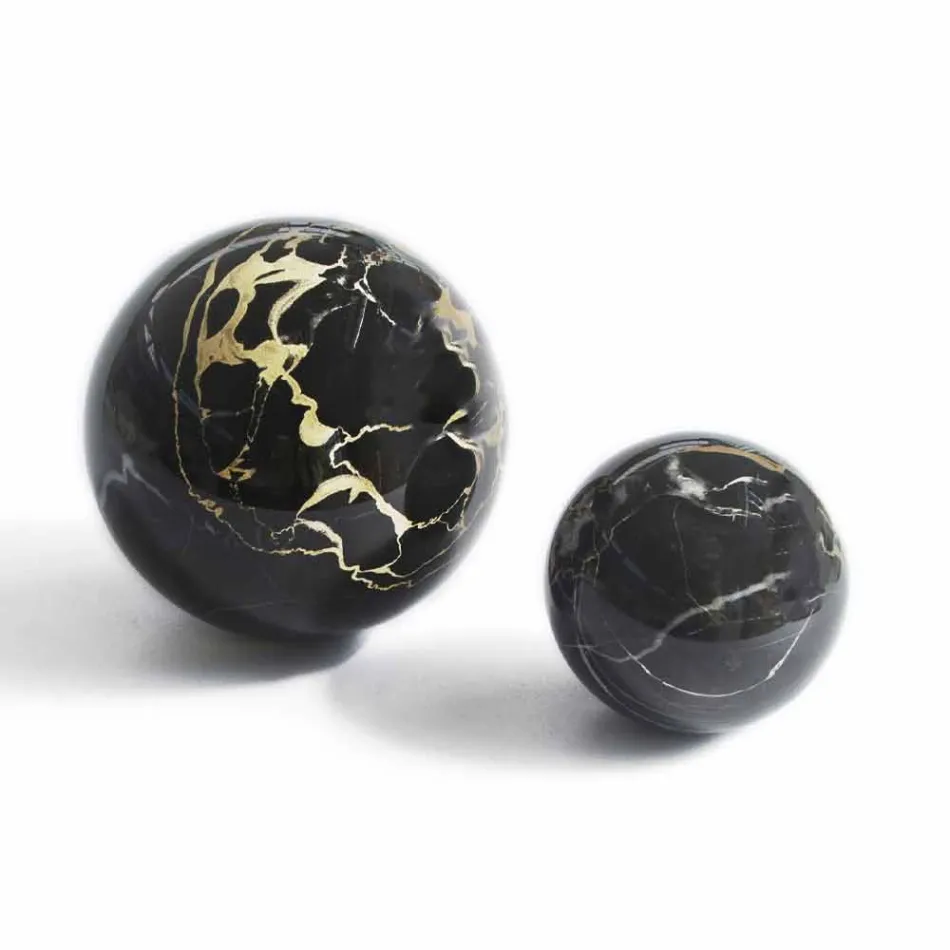 Fermacarte a Sfera in Marmo Nero Portoro Lucido Design Moderno 2 Misure - Sphere Viadurini