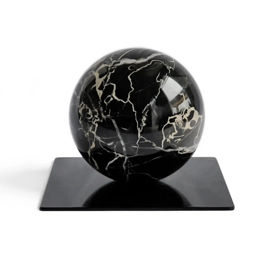 Fermacarte in Metallo con Sfera in Marmo Made in Italy - Watari Viadurini