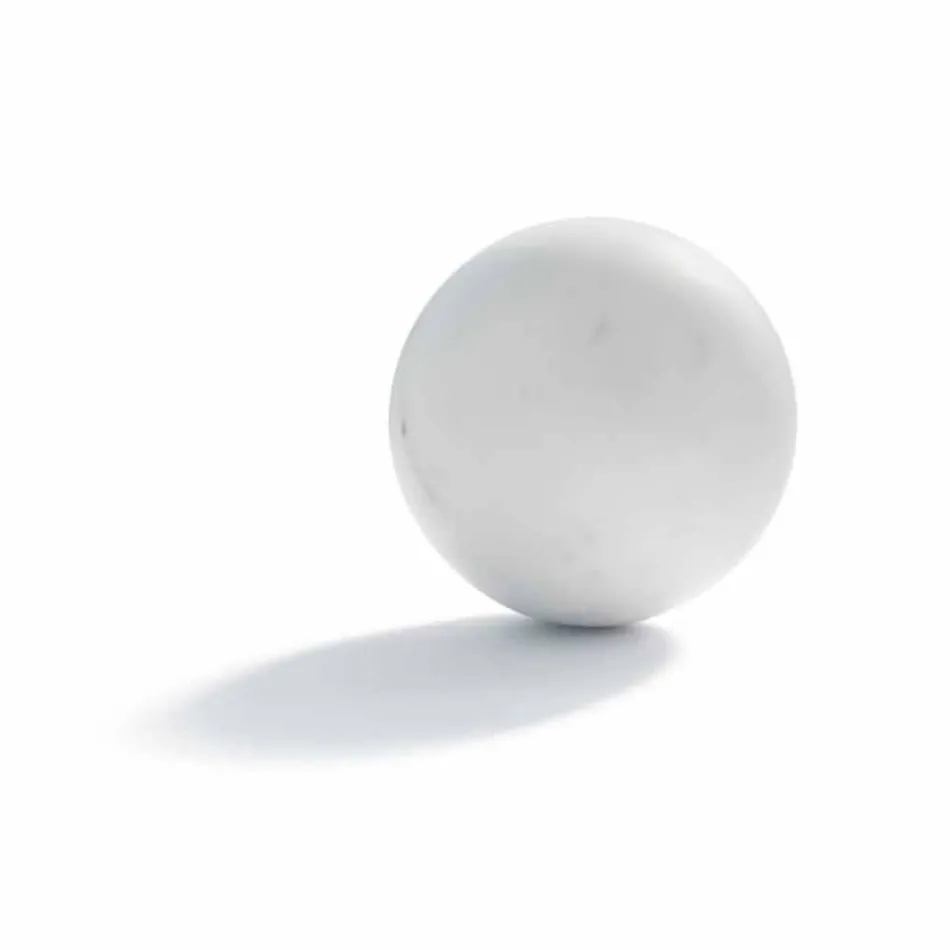 Fermacarte Moderno a Sfera in Marmo Bianco Satinato Italiano, 2 Pezzi - Sphere Viadurini