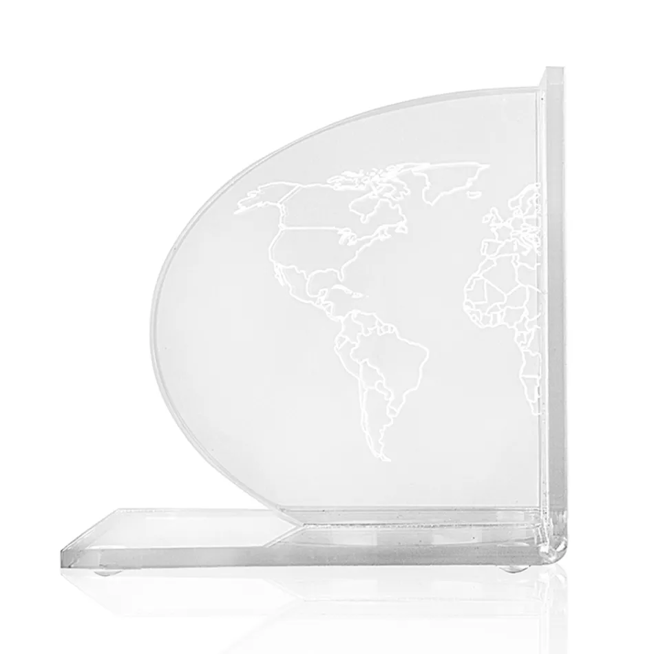 Fermalibri in Plexiglass Trasparente Design con Mappa 2 Pezzi - Aretone Viadurini