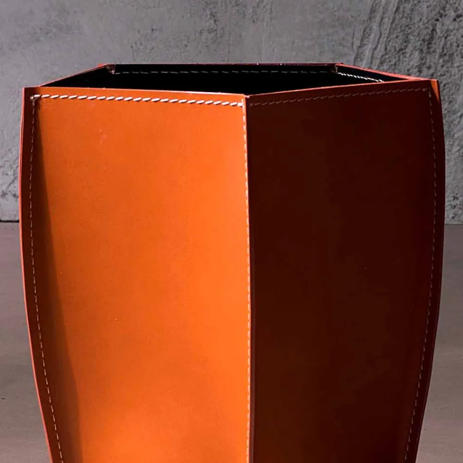 Gettacarte di design in cuoio rigenerato Poligiono, fatto in Italia Viadurini