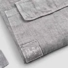 Grembiule da Cucina in Lino Grigio Antracite Modello Basso con Taschino - Flick Viadurini