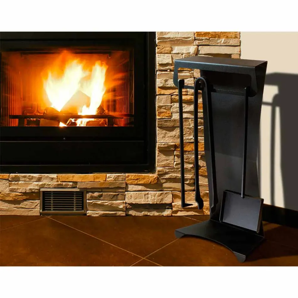 Insieme di 4 Strumenti da Camino in Acciaio di Design Made in Italy - Chandler Viadurini