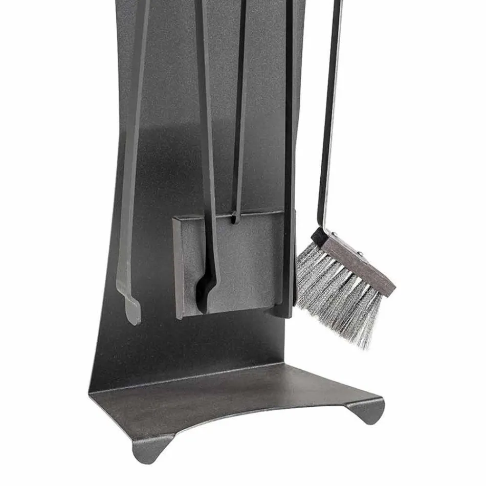 Insieme di 4 Strumenti da Camino in Acciaio di Design Made in Italy - Chandler Viadurini