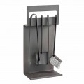 Insieme di 4 Strumenti in Acciaio Nero per il Camino Made in Italy - Rachel