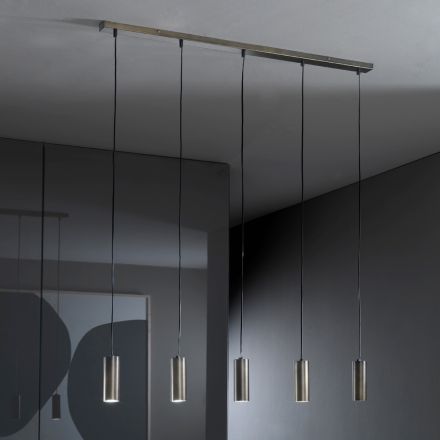 Lampada a 5 Sospensioni in Metallo Made in Italy - Read Viadurini