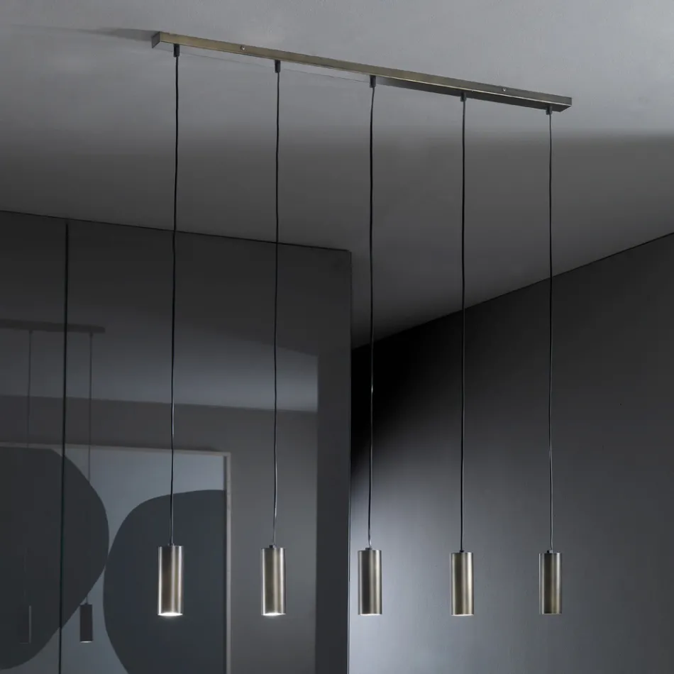 Lampada a 5 Sospensioni in Metallo Made in Italy - Read Viadurini