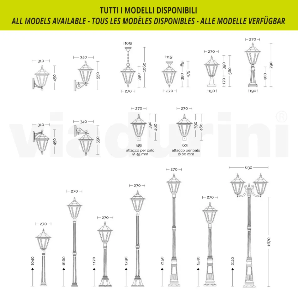 Lampada a Muro da Giardino in Alluminio Pressofuso Made in Italy - Pinako Viadurini