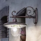 Lampada a Muro Giardino in Alluminio Nero Fiori Dipinti a Mano - Latina Viadurini
