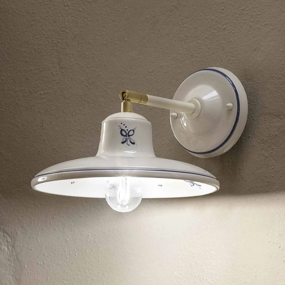 Lampada a Muro in Ceramica Artigianale Decorata a Mano Vintage - Como Viadurini