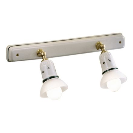 Lampada a Parete 2 o 3 Faretti Ottone e Ceramica Dipinta a Mano - Savona Viadurini