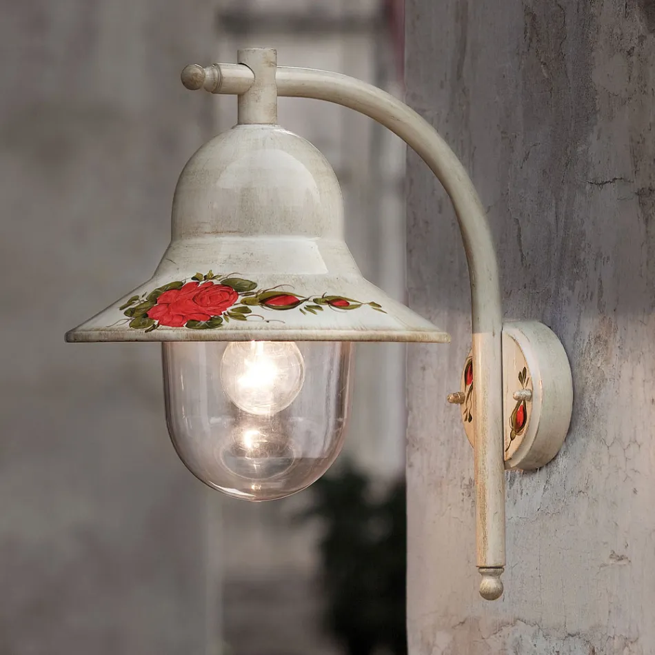 Lampada a Parete da Esterno in Alluminio Bianco Dipinto a Mano - Imperia Viadurini