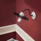 Lampada a Parete in Ceramica Bianca e Metallo Nero Stile Vintage - Potenza Viadurini