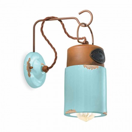 Lampada a parete in ceramica e ferro ruggine Desiree Ferroluce Viadurini