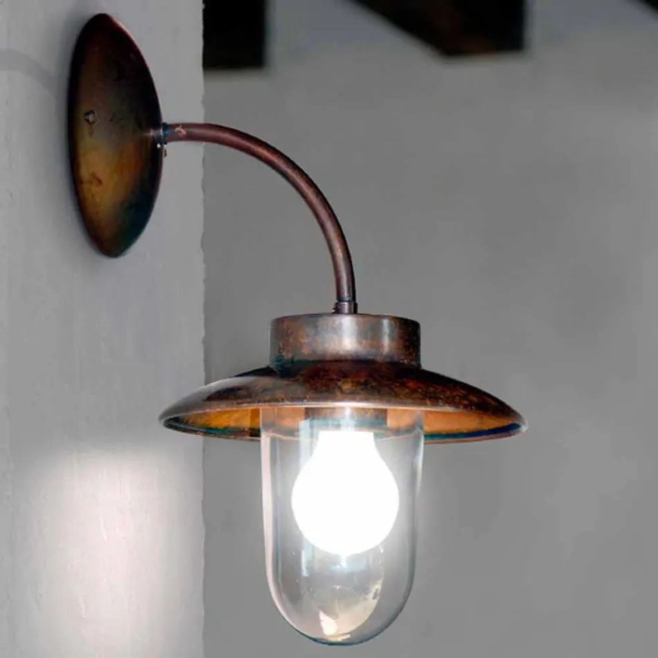 Lampada a parete La Traviata in rame, vetro, ottone anticato Viadurini