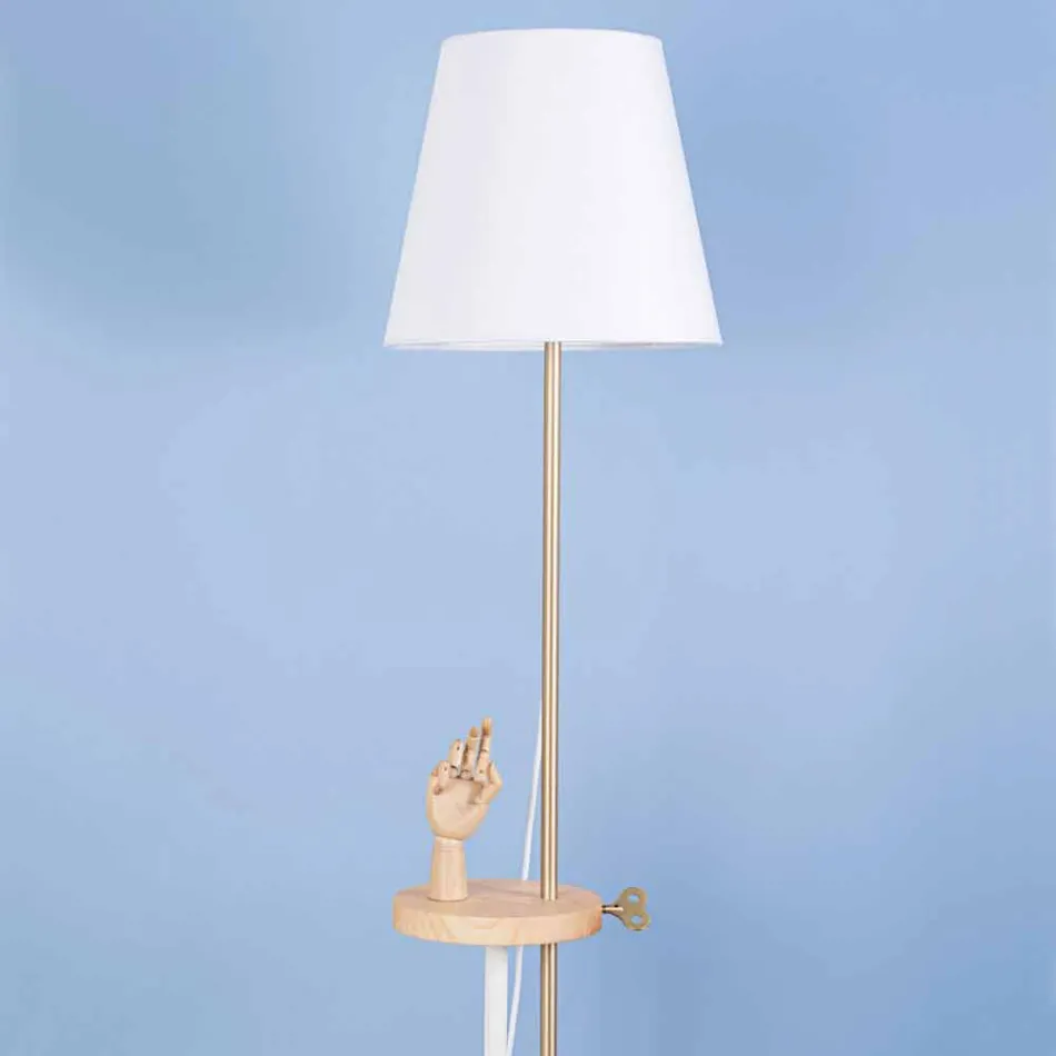 Lampada a Piantana Design in Acciaio, Frassino e Ottone Made in Italy - Pitulla Viadurini