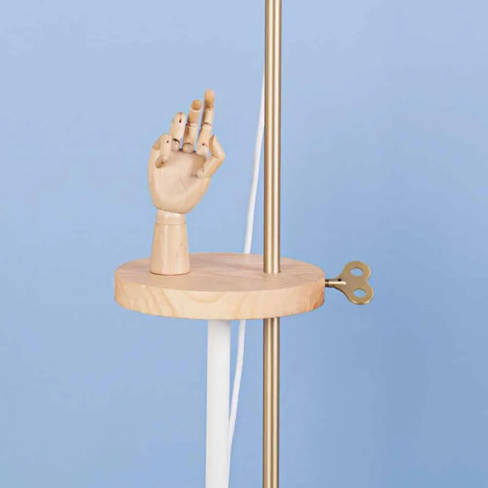 Lampada a Piantana Design in Acciaio, Frassino e Ottone Made in Italy - Pitulla Viadurini