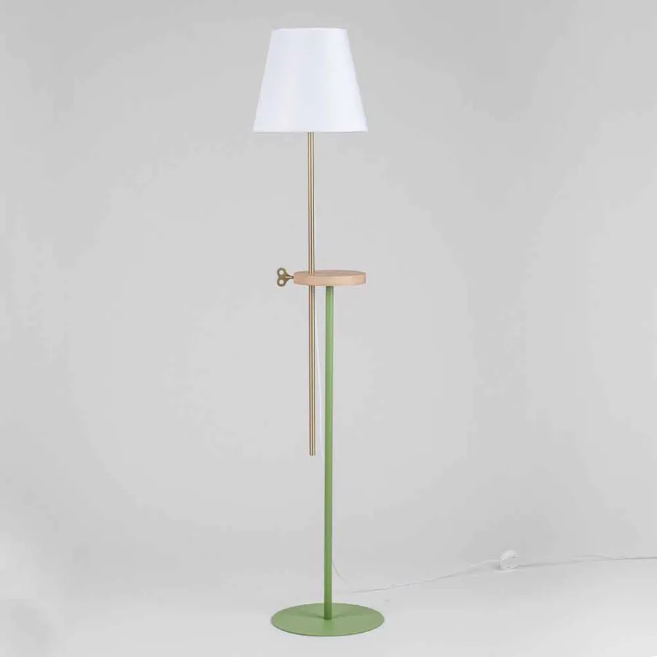 Lampada a Piantana Design in Acciaio, Frassino e Ottone Made in Italy - Pitulla Viadurini