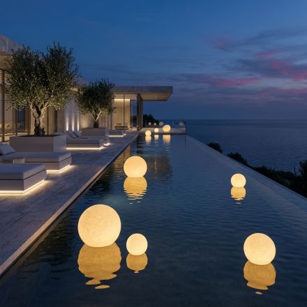 Lampada a Sfera Due Colori Uso Acquatico in Polietilene Made in Italy - Calipso Viadurini