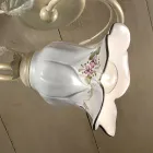 Lampada a Soffitto in Metallo e Ceramica con Rosa Dipinta a Mano - Pisa Viadurini