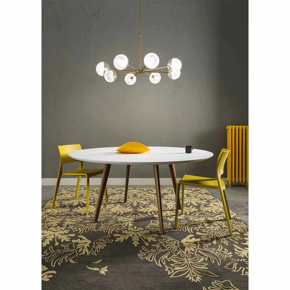 Lampada a Sospensione 8 Luci in Ottone Naturale e Vetro - Molecola by Il Fanale Viadurini