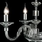 Lampada a sospensione a 3 luci in vetro e cristallo Ivy, made in Italy Viadurini