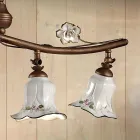 Lampada a Sospensione a 4 Luci in Ceramica Artigianale Rose Decoro - Pisa Viadurini