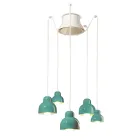 Lampada a Sospensione a 5 Elementi Colorati Made in Italy - Berimbau Viadurini