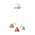 Lampada a Sospensione a 5 Elementi Colorati Made in Italy - Berimbau Viadurini