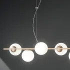Lampada a Sospensione a 6 Luci in Metallo e Vetro Soffiato Moderna - Birga Viadurini