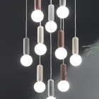 Lampada a Sospensione a 6 o 10 Luci in Cemento e Vetro Soffiato - Duster Viadurini