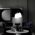 Lampada a Sospensione con 3 Luci in Metallo e Vetro Ceramico Made in Italy - Speak Viadurini