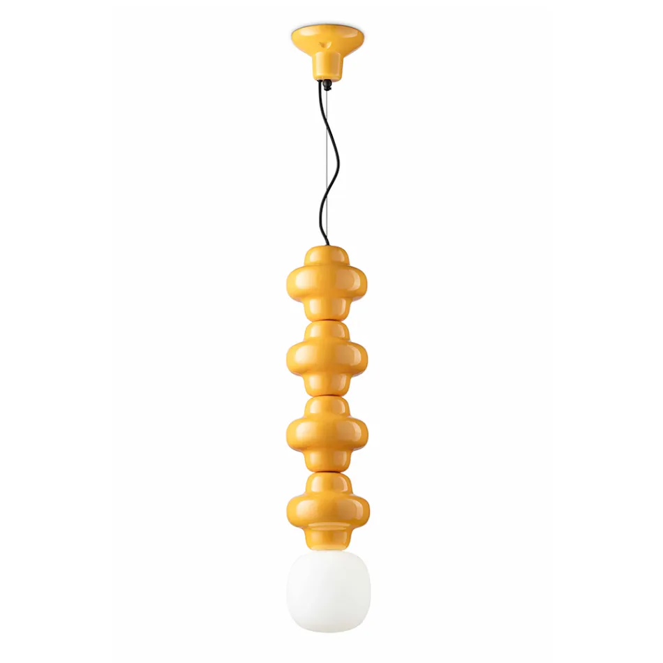 Lampada a Sospensione con 4 Elementi in Ceramica e Vetro Made in Italy - Capocabana  Viadurini