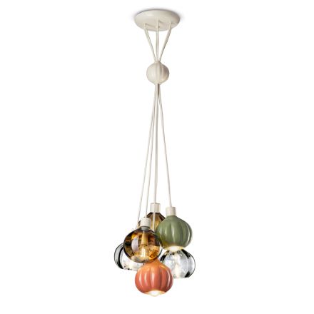 Lampada a Sospensione con 6 Elementi in Ceramica e Vetro Made in Italy - Afoxe Viadurini