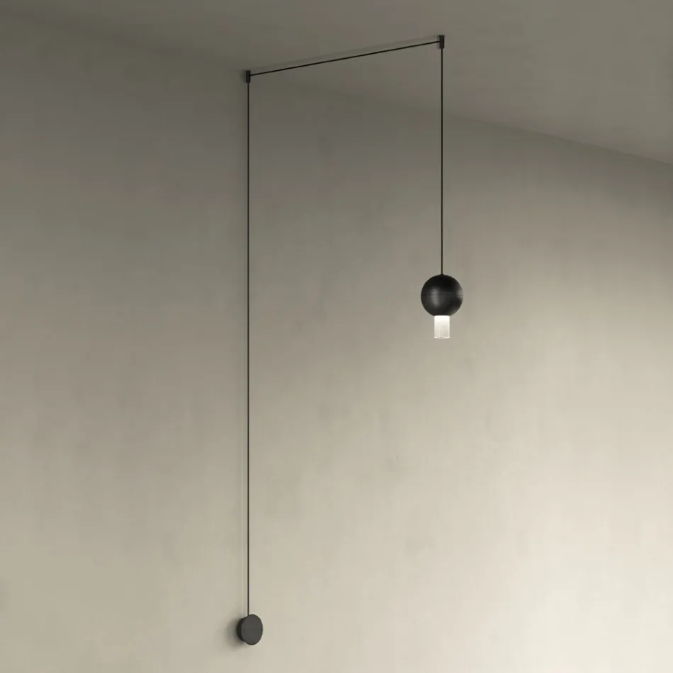 Lampada a Sospensione con Cilindri in Vetro Canneté Made in Italy - Oris Viadurini