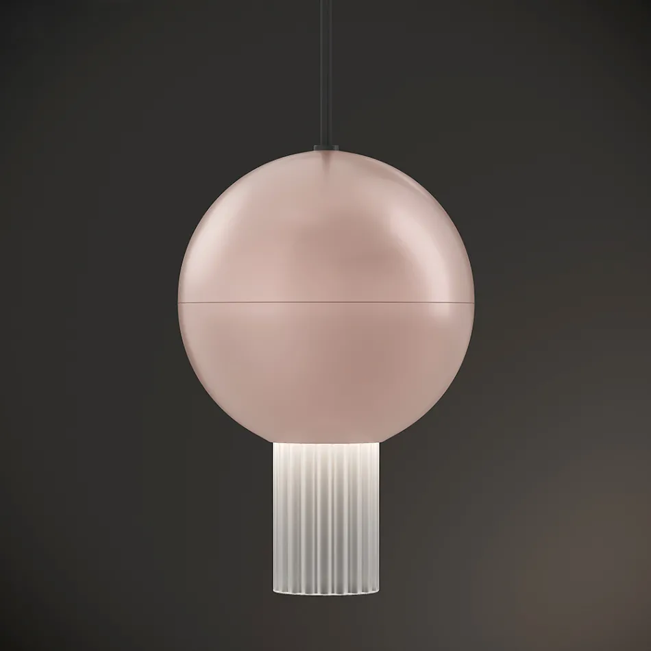 Lampada a Sospensione con Cilindri in Vetro Canneté Made in Italy - Oris Viadurini