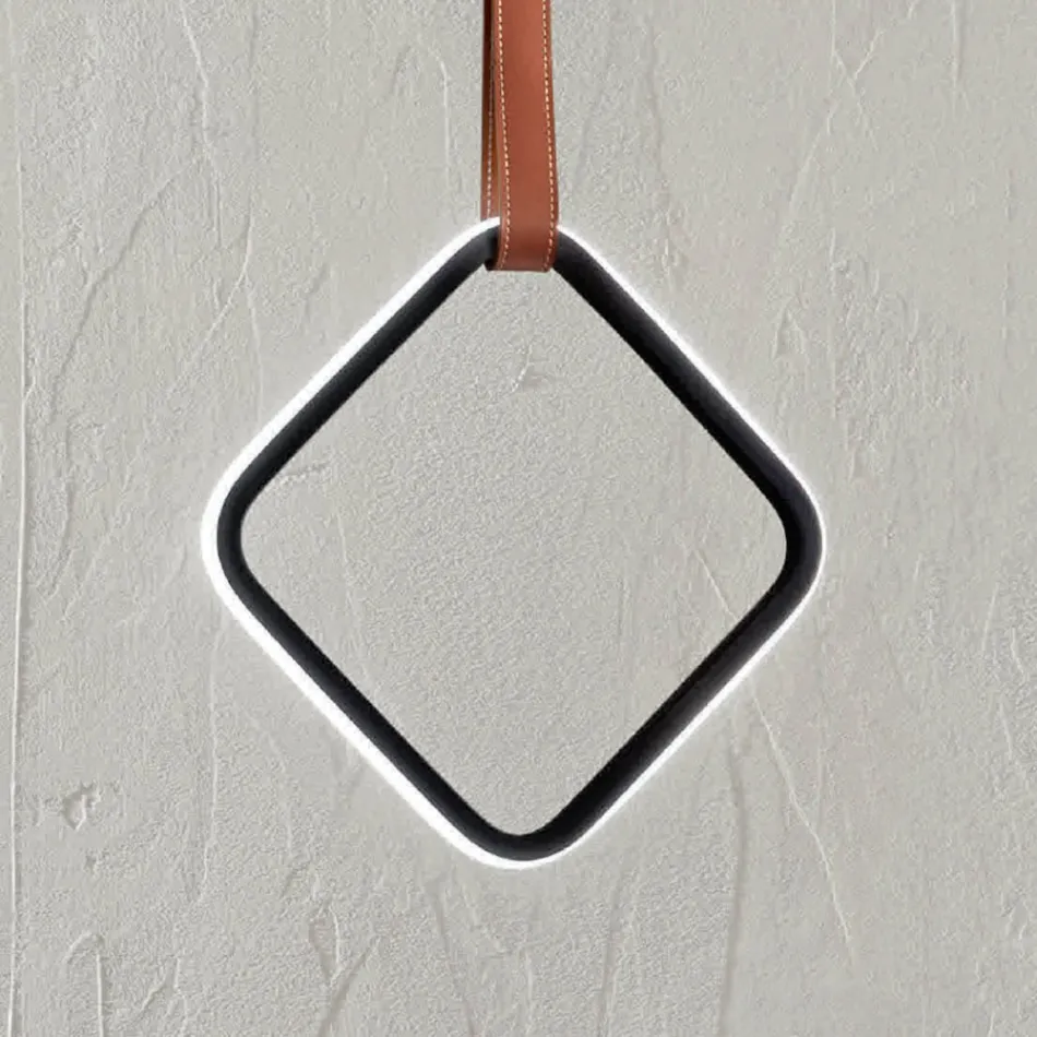 Lampada a Sospensione con Forme Geometriche e Dettaglio in Ecopelle - Cipresso Viadurini