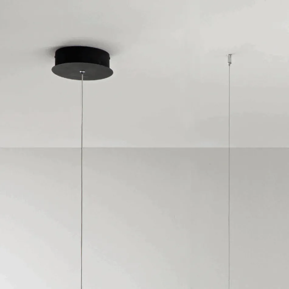 Lampada a Sospensione con Inserto Amovibile in Vetro Granigliato - Catalpa Viadurini